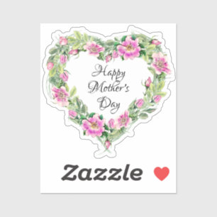 Watercolor Pink Rose Heart Happy Mother's Day