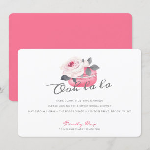 Watercolor Pink Rose Macaron Bridal Shower Invitation