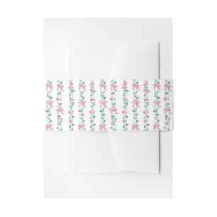 Watercolor Pink Rose & Ribbon Garden Belly Band Invitation Belly Band