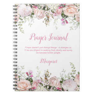 Watercolor Pink Roses and Greenery Prayer Journal