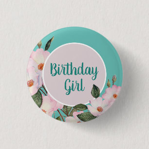 Watercolor Pink Roses Ballerina Botanical Painting 3 Cm Round Badge