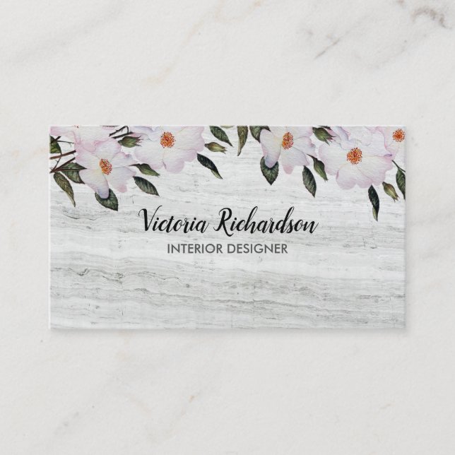 Watercolor Pink Roses Ballerina  Floral Art Business Card (Front)