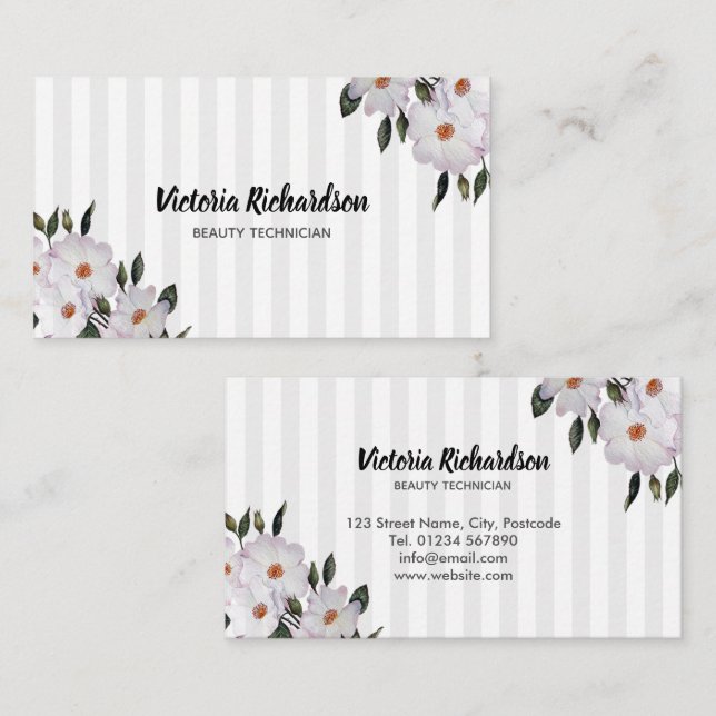 Watercolor Pink Roses Ballerina  Floral Art Business Card (Front/Back)