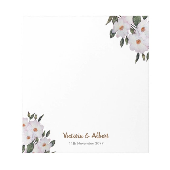 Watercolor Pink Roses Ballerina Floral Art Wedding Notepad (Front)