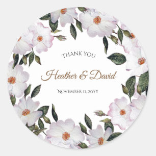 Watercolor Pink Roses Ballerina Floral Design Classic Round Sticker