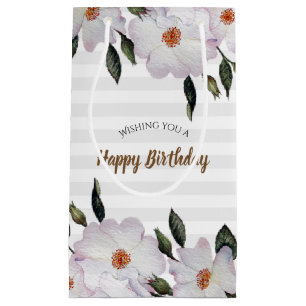 Watercolor Pink Roses Ballerina Floral Design Small Gift Bag