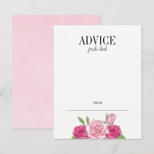 Watercolor Pink Roses Bridal Shower Advice Card