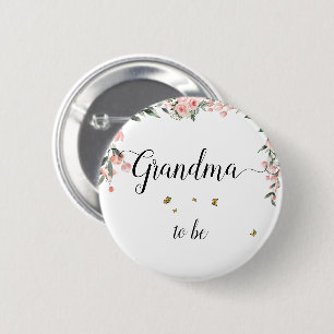 Watercolor Pink Roses & Butterflies Grandma-to-be 6 Cm Round Badge