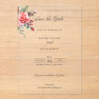 Watercolor Pink Roses & Calligraphy Save the Date