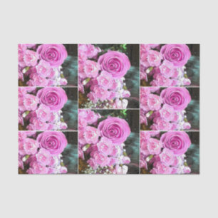 Watercolor Pink Roses Carnations Baby Breath Tissue Paper