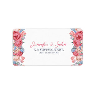 Watercolor Pink Roses Chic Wedding Return Address Label