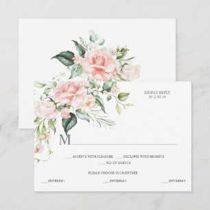 Watercolor Pink Roses Eucalyptus Botanical RSVP Card