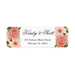 Watercolor Pink Roses Flowers address