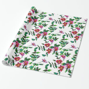 Watercolor pink Roses magenta pink floral  Wrapping Paper
