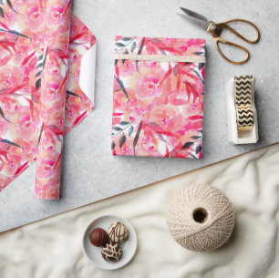 Watercolor Pink Roses Wrapping Paper