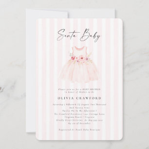 Watercolor Pink Santa Baby Christmas Baby Shower Invitation