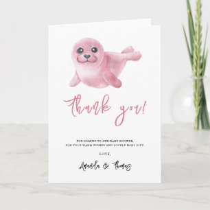 Watercolor pink seal - thank you card