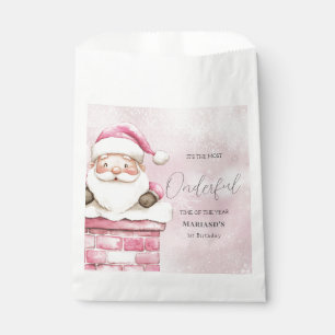 watercolor Pink snow 1st birthday Christmas  Favour Bags