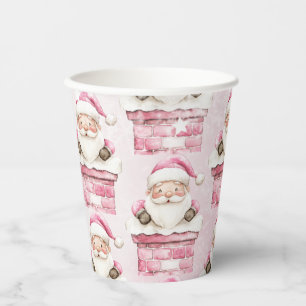 watercolor Pink snow 1st birthday Christmas  Paper Cups