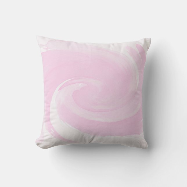 Watercolor Pink Spiral Brush Strokes Cushion (Front)