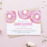 Watercolor Pink Sprinkle Doughnuts Baby Shower Invitation<br><div class="desc">Invite family and friends with this customisable baby shower invitation. It features watercolor pink doughnuts with colourful sprinkles . Personalise this doughnut baby shower invitation by adding a name,  date,  time,  venue and other details. This pink doughnuts baby shower invitation is perfect for It's a Girl baby showers.</div>