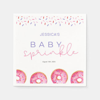 Watercolor Pink Sprinkle Doughnuts Baby Sprinkle  Napkin