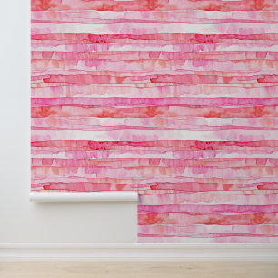 Watercolor Pink Stripes Wallpaper