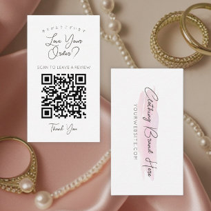 Watercolor Pink Stroke QR Code Leave a Review Business Card
