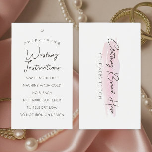 Watercolor Pink Stroke Washing Instructions Tag