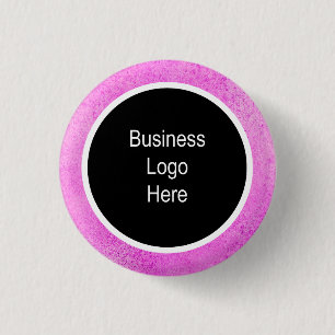 Watercolor Pink Thin White Stroke Business Logo 3 Cm Round Badge