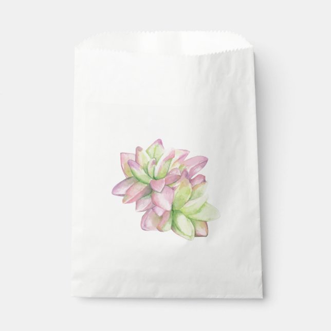 Watercolor Pink-tinged Succulent Favour Bags (Front)