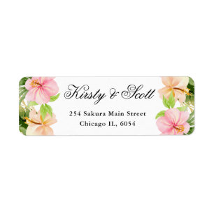 Watercolor Pink Tropical Flowers address