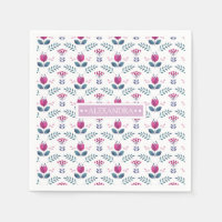 Watercolor Pink Tulip chic design monogram