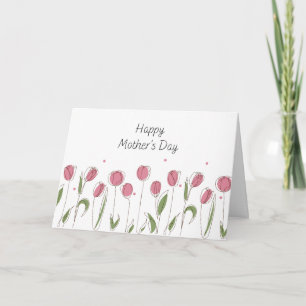 Watercolor Pink Tulip Mother's Day Greeting Card