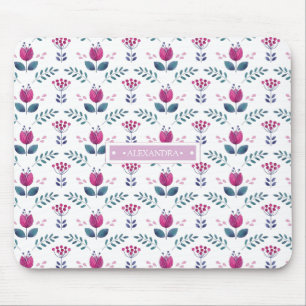 Watercolor Pink Tulip Mouse Mat