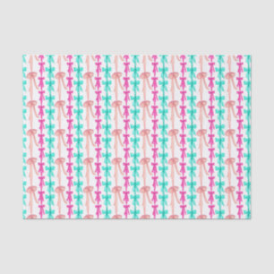 Watercolor Pink & Turquoise Coquette Bows Tissue Paper