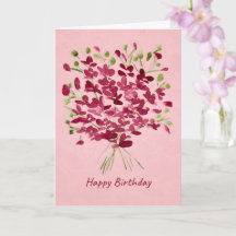Watercolor Pink Wildflower Bouquet Birthday