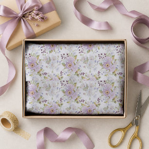 Watercolor Pink Wildflower Floral Wrap Tissue Paper