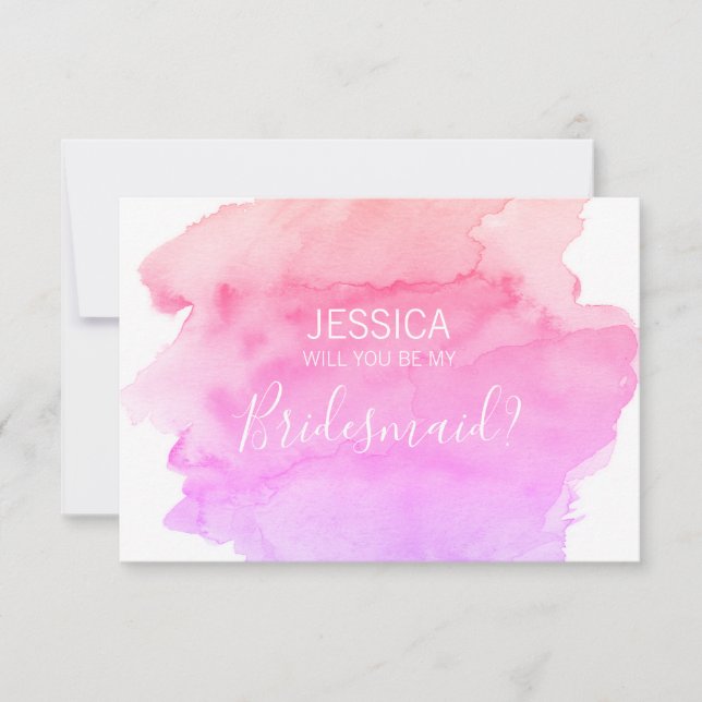 Watercolor PINK Will You Be my Bridesmaid? Invitation (Front)
