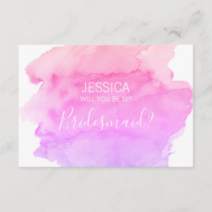 Watercolor PINK Will You Be my Bridesmaid? Invitation