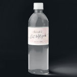 Watercolor Pink x Gold Bat Mitzvah Water Bottle Label<br><div class="desc">This chic and elegant water bottle label features a white background with blush pink brush strokes in watercolor and faux gold splatters. Personalise it for your needs. You can find more matching products at my store.</div>