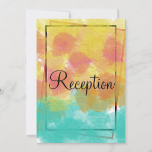 Watercolor Pink Yellow Blue Geometric Wedding Invitation