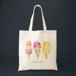 Watercolor Pink Yellow Popsicle Ice Cream Tote Bag<br><div class="desc">Watercolor Pink Yellow Popsicle Ice Cream Tropical Tote Bag</div>