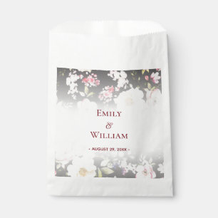 Watercolor Pink Yellow Roses,black blurred,Wedding Favour Bags