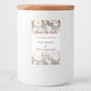 Watercolor Pink Yellow Roses,black blurred,Wedding Food Label