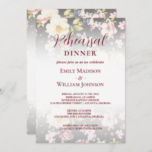 Watercolor Pink Yellow Roses,black blurred,Wedding Invitation