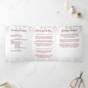 Watercolor Pink Yellow Roses,black blurred,Wedding Tri-Fold Programme