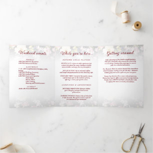 Watercolor Pink Yellow Roses,black blurred,Wedding Tri-Fold Programme