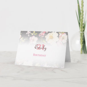 Watercolor Pink & Yellow Roses on Black, Birthday Invitation