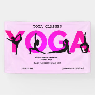 Watercolor pink Yoga Mediation instructor healer Banner